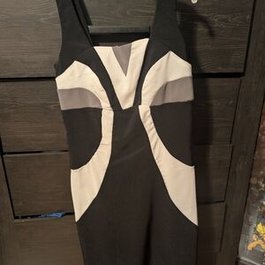 Chesley Black and Cream Midi Dress